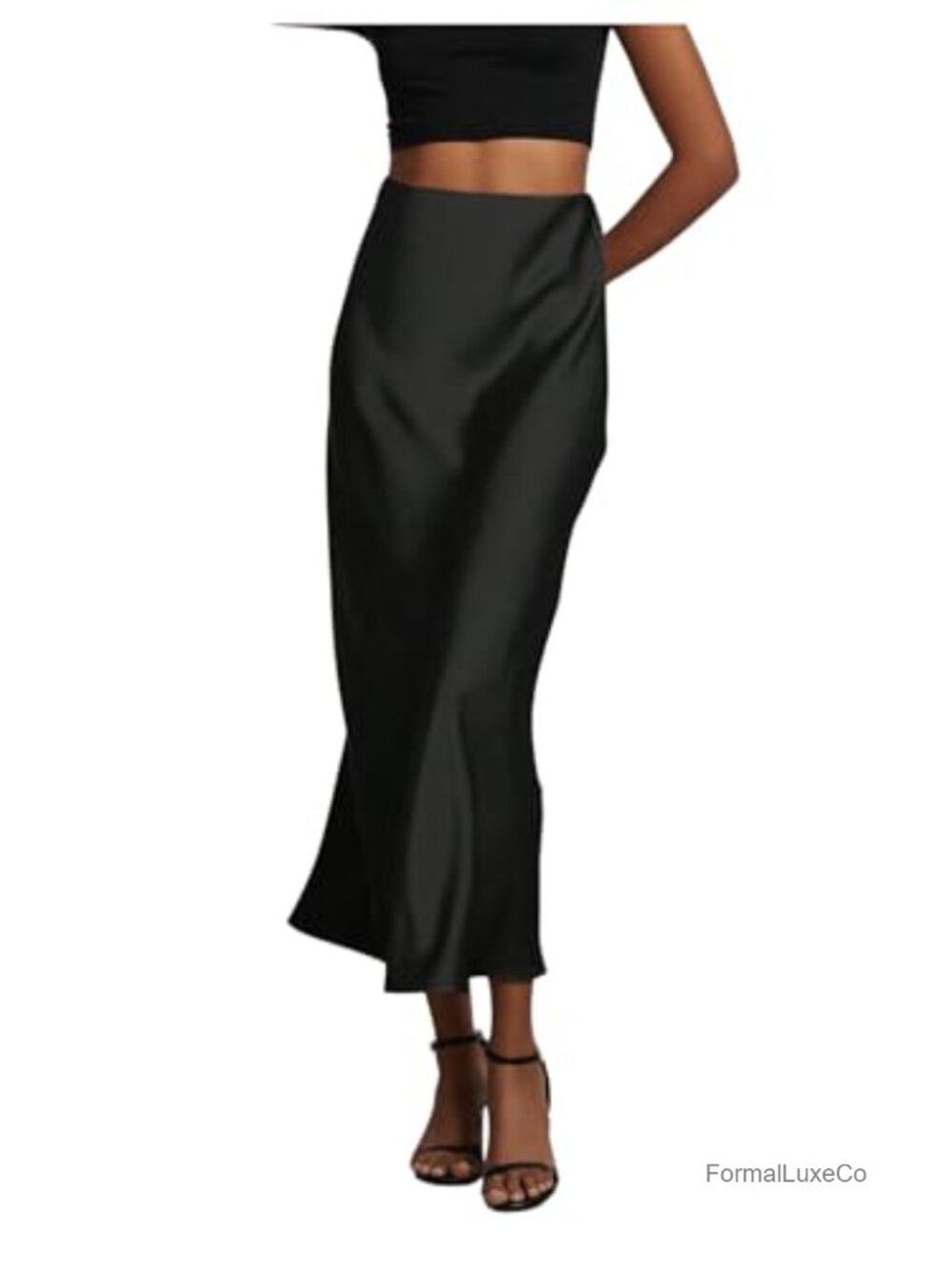 Satin Maxi High Waisted A Line Fishtail Skirt